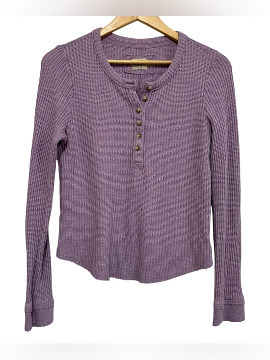Faherty Tops - Faherty Legend Apres Waffle Henley Top Long Sleeve Lavender Women's Medium